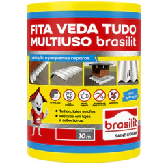 Fita Asfáltica Veda Tudo Multiuso Adesiva Telhado 10 Metros Brasilit Saint-Gobain