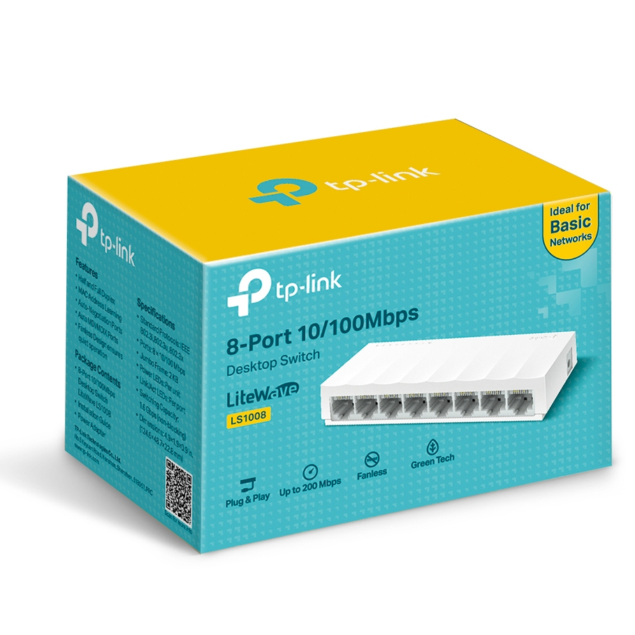 Switch de Mesa TP-Link LiteWave LS1008 8 Portas 10/100 Mbps Bivolt Plug and Play