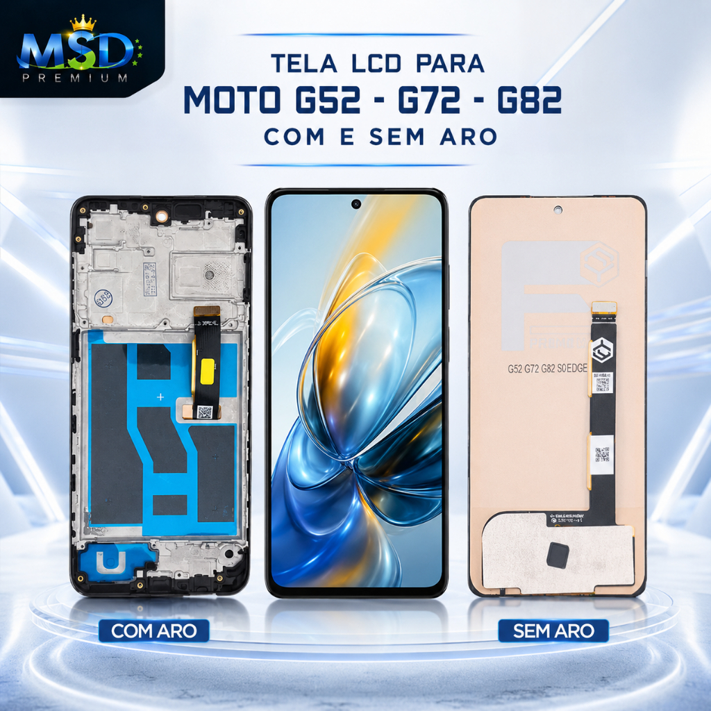 Tela para MOTO G52 - G72 - G82 Com e sem Aro - Encaixa no Frame XT2221 XT2225