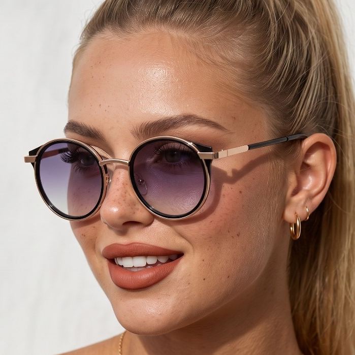 Óculos de Sol Florença Redondo Gatinho Premium Blogueira Elegante uv400 Feminino
