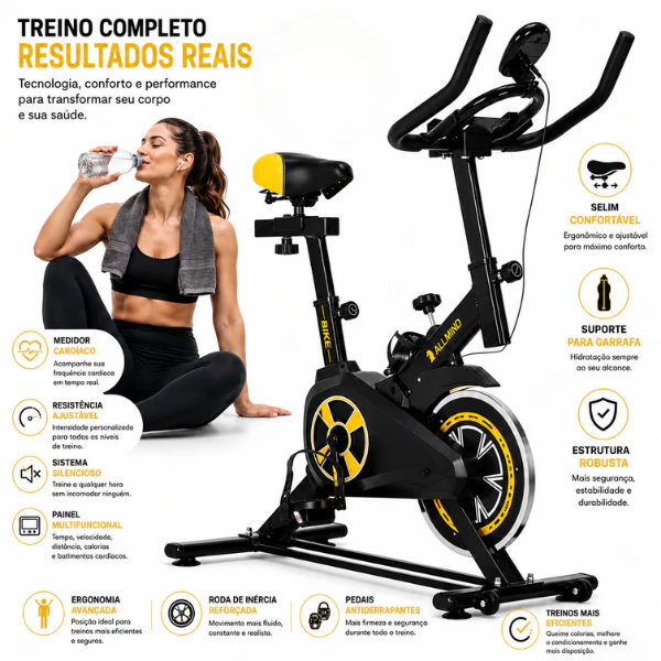 Bicicleta Ergométrica Profissional Spinning 8kg com Balança e Caneleira — foto 4