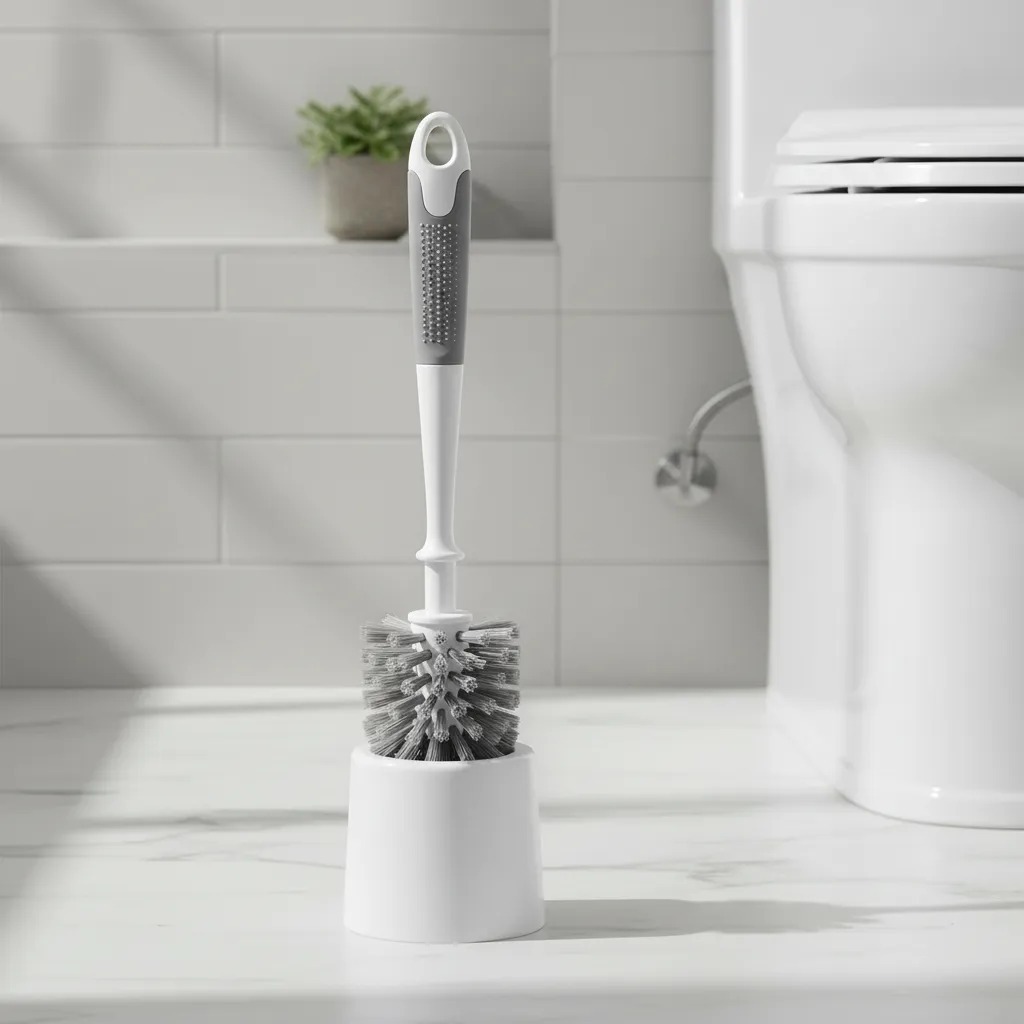 Escova Sanitária Para Vaso Com Suporte Branco Cabo Anatômico Branco-cinza