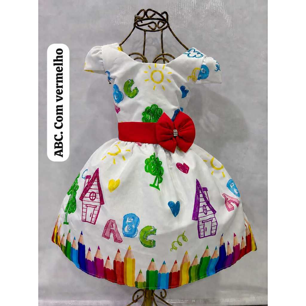 Vestido temático infantil festa aniversário menino Aquarela abc Formatura Menina Camisa Conjunto Mauricinho