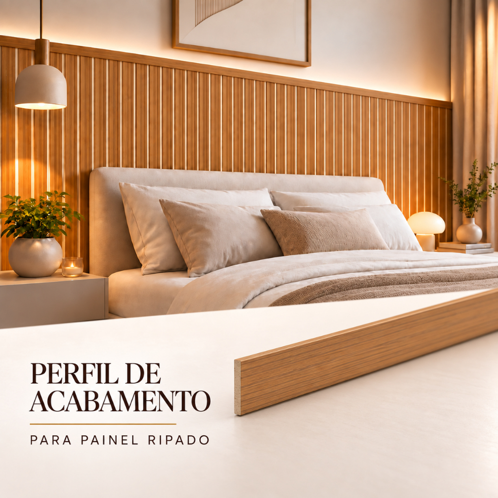 Perfil de Acabamento Painel Ripado MDF 90cm Kit 5 ou 10 Peças Freijó Castanho