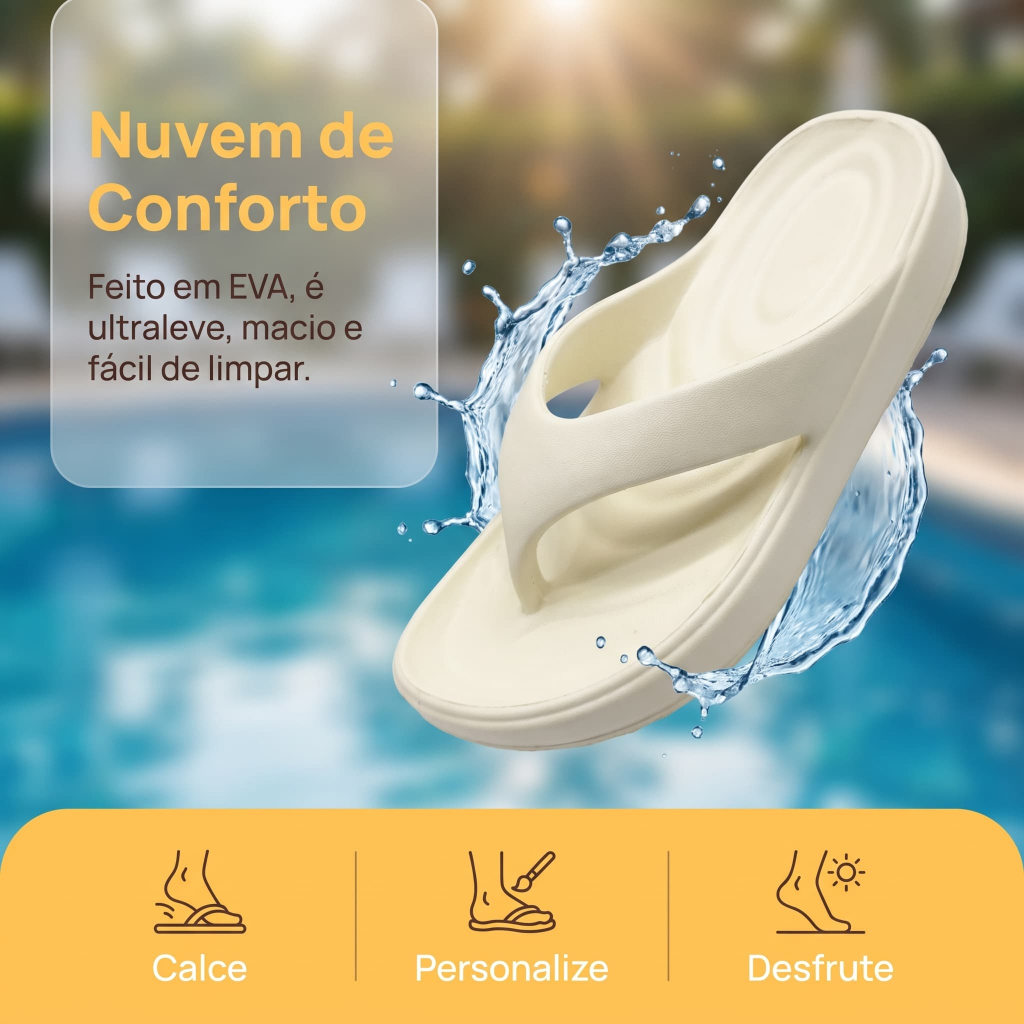 Chinelo Nuvem Plataforma de Dedo Feminino Macio Confortável Praia Verão