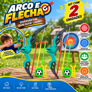 KIT 1 2 3 Brinquedo Arco e Flecha Infantil com Ventosa Alvo Dardos Jogo de Pontaria Mira Criança Divertido