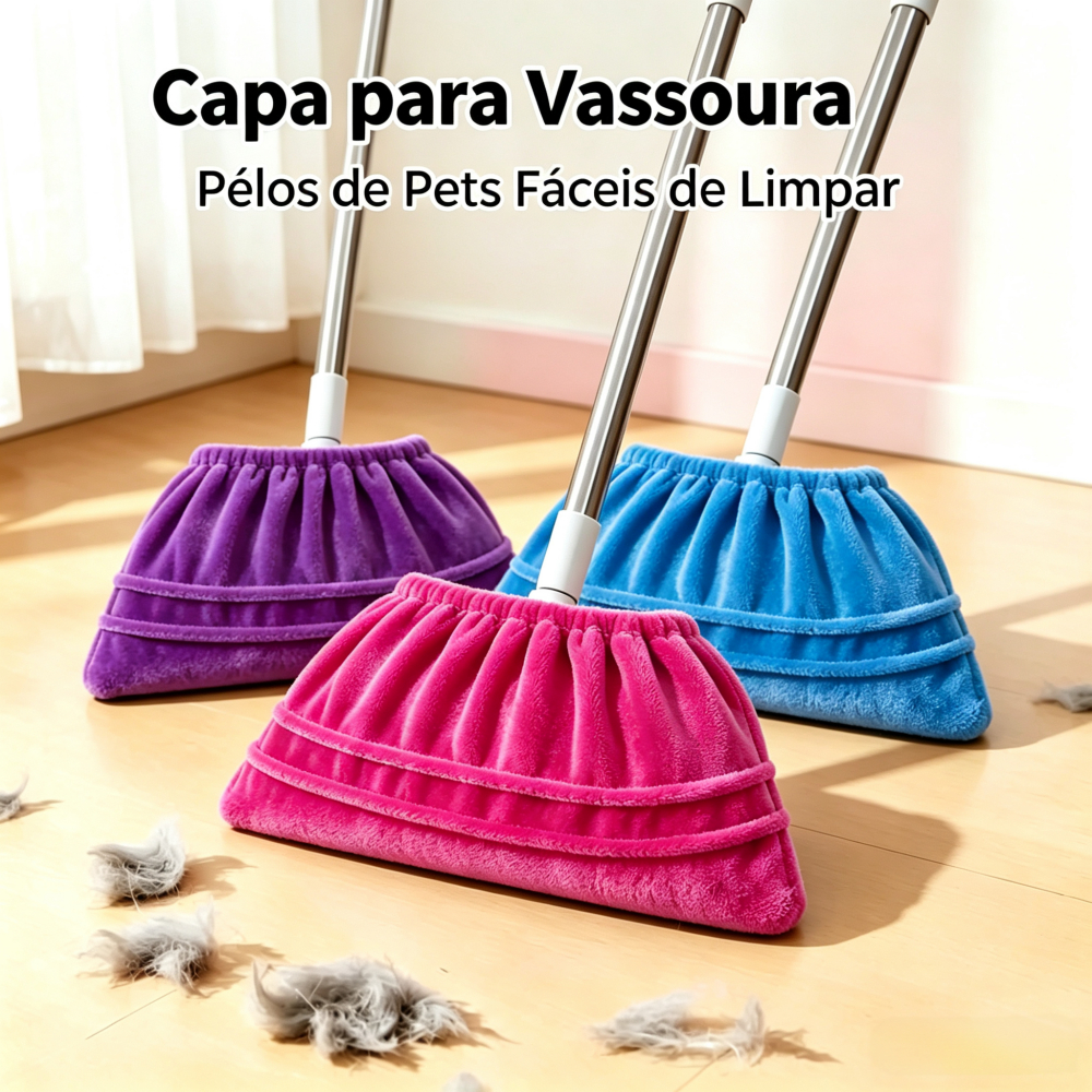 Capa Microfibra chão Reutilizável para Rodo e Vassoura Limpeza Cozinha/Móveis Cantos de Paredes