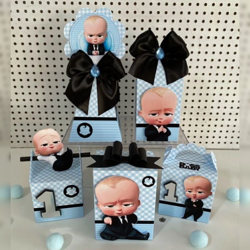Kit Festa COM LAÇOS E APLIQUES O Poderoso Chefinho - Caixinhas Personalizadas Lembrancinhas para Festa Infantil