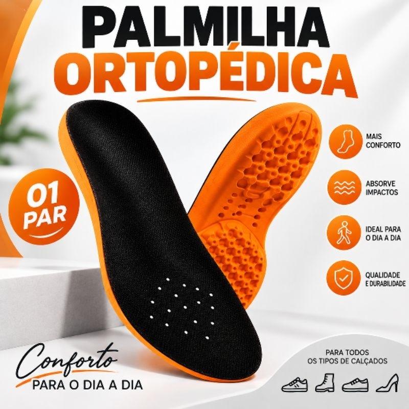 Palmilha Ortopédica Gel PU Confortável Anatômica Anti Impacto Para Tênis Trabalho