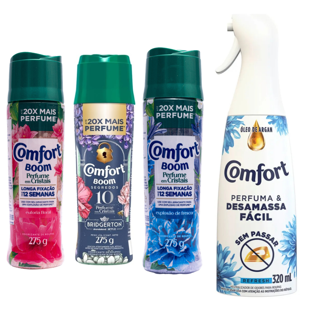 Kit Comfort Boom 275g + Comfort Refresh 320ml Perfume em Cristais Desamassa e Neutraliza Odores