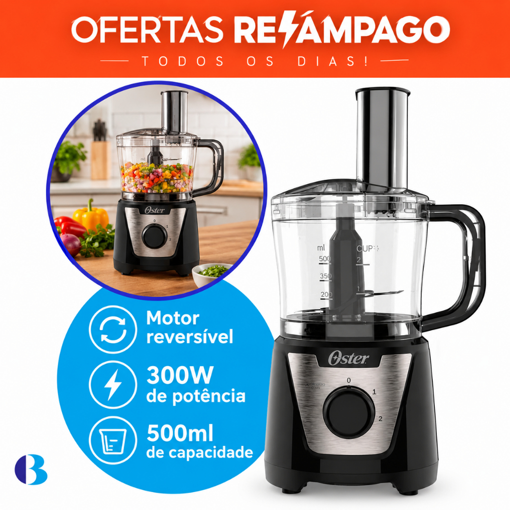 Multiprocessador Oster OMPR680 500ml 300W Motor Reversível - 127v