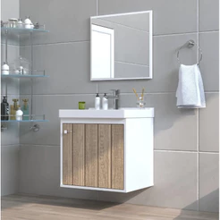 Kit Gabinete Armario de Banheiro - Veneto com Espelho 40cm