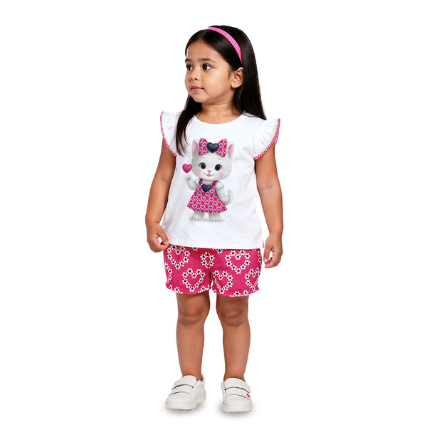 Conjunto Infantil Menina Verão Fresquinho Confortável Moda Infantil Estilosa p m g ao 1 2 3