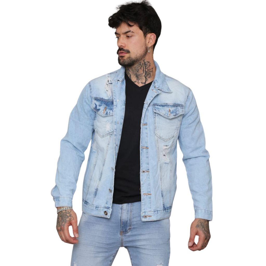 Jaqueta Masculina Jeans Claro Destroyer