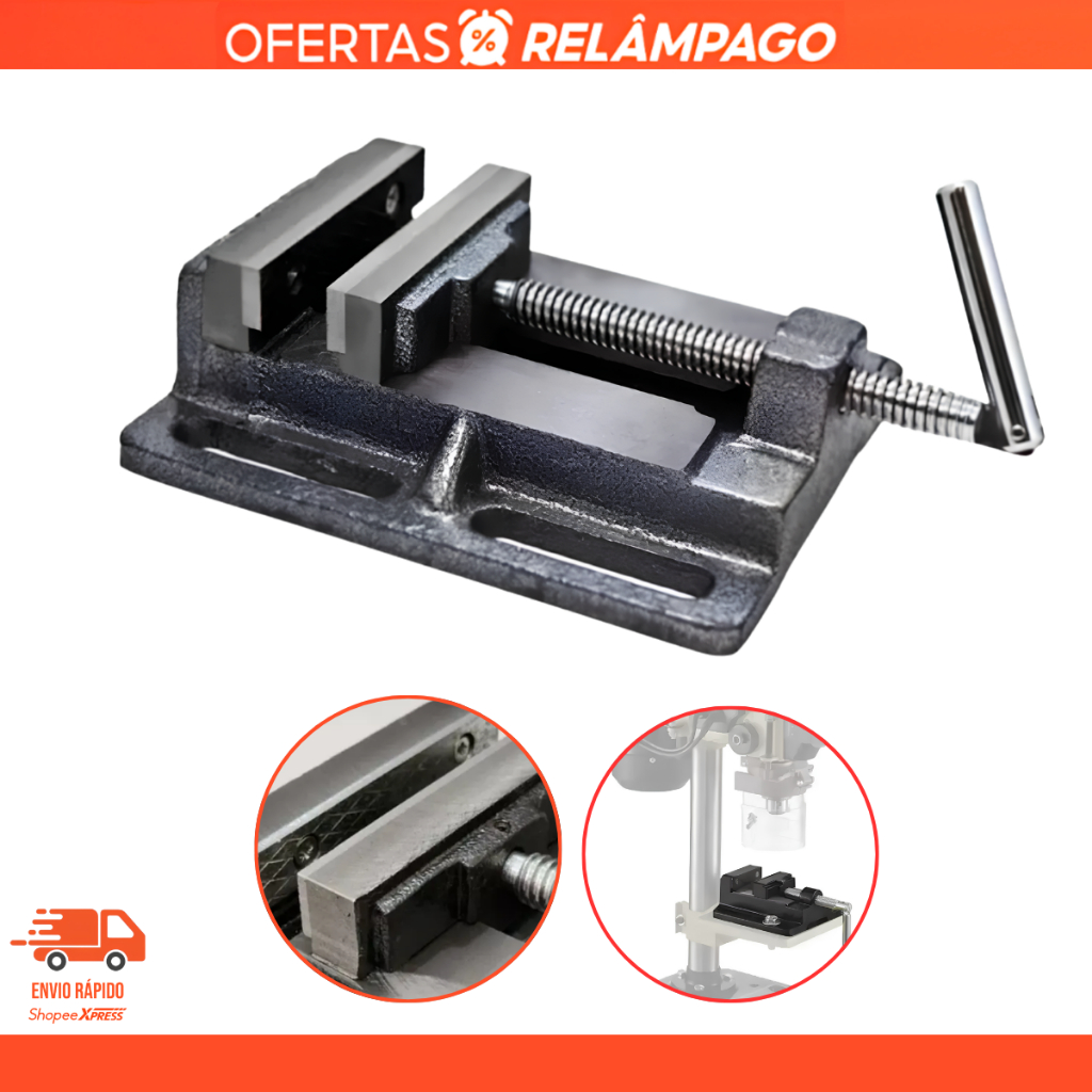 Torno Morsa Para Furadeira De Bancada 100mm 4 Polegadas Fixa Resistente ZBROTHERS