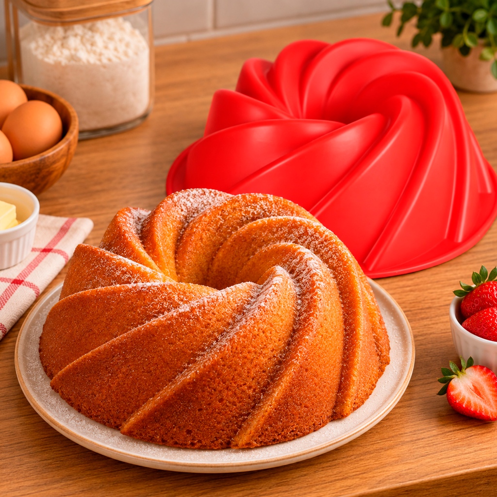 Forma de Silicone 19cm para Air Fryer Freezer Microondas Assadeira para Bolos Pães e Doces