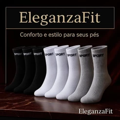 Kit de Meias Cano Longo Masculinas Algodão Atoalhada Reforçadas Respirável casual esportiva