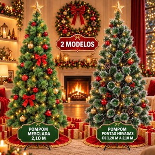Árvore De Natal Pinheiro 1.2m/1.5m/1.8m/2.1m 577 Galhos Verde Pontas Nevada Luxo Decoração LuvinCo