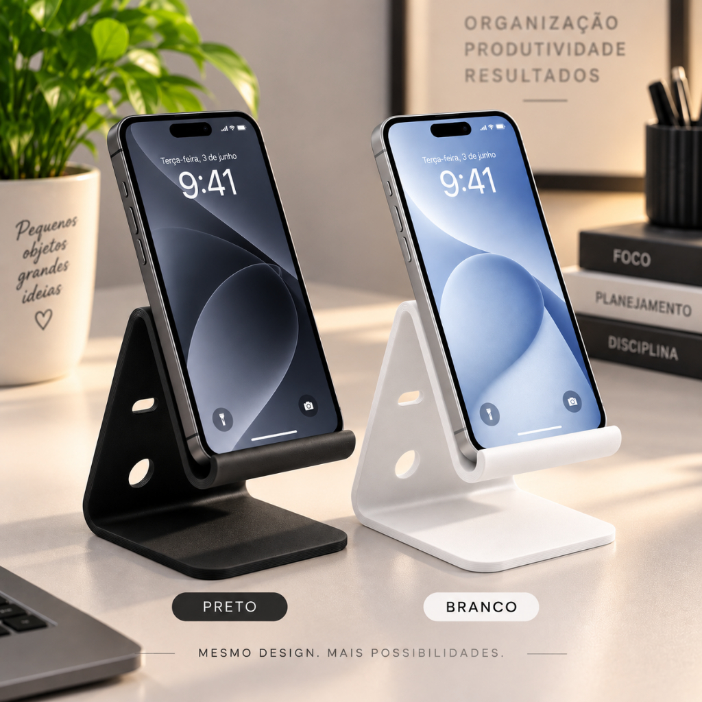 Suporte Para Celular De Mesa Vertical Horizontal Preto ou Branco Wedek