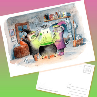 kit com 10 Cartões Postais [Halloween Dia das Bruxas]  Presente Decorativo Aniversário Infantil Correspondência