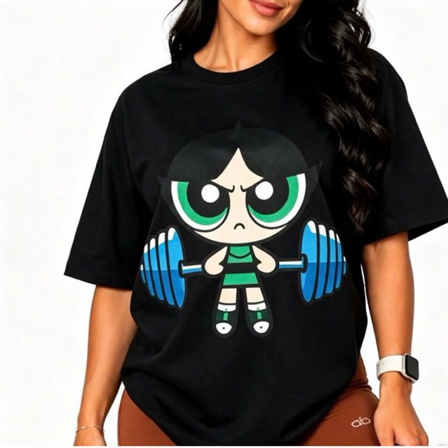 Camiseta Oversized  Docinho Super poderosas Estampada Academia  Leg Day 100% Algodão Premium