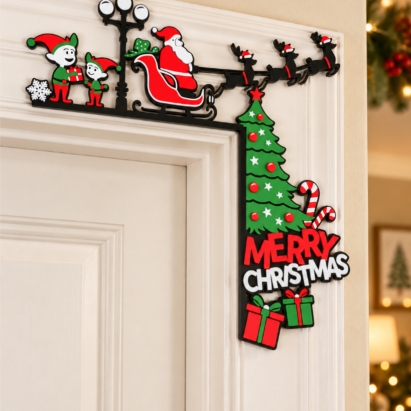 Enfeite de Natal Canto de Porta Papai Noel, Enfeite Natalino Decoração.