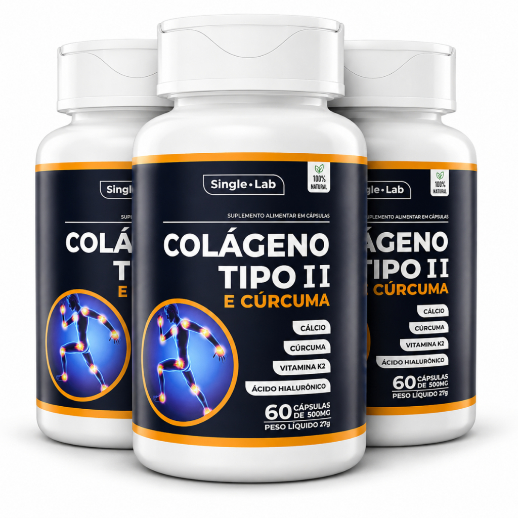 Colágeno Tipo 2 + Cúrcuma + Ácido Hialurônico Cálcio Articulações