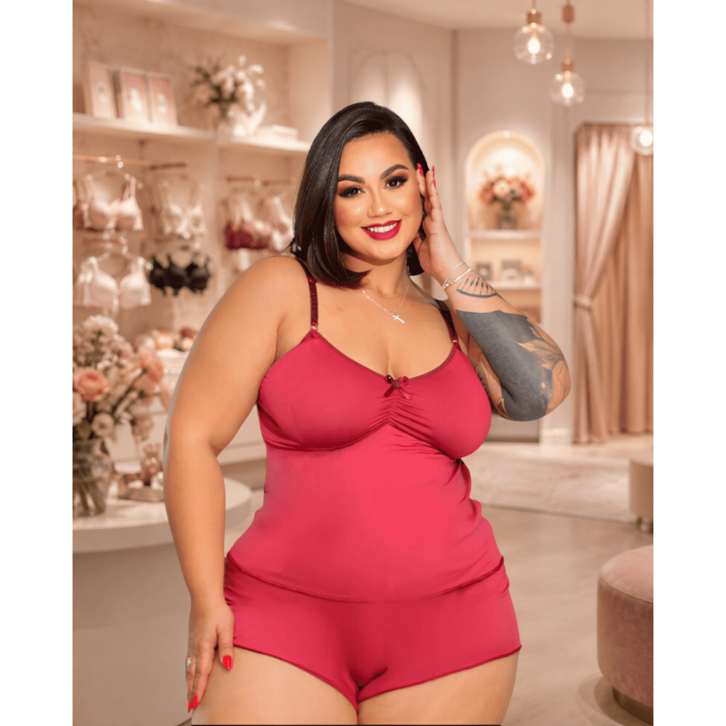 Short Doll Plus Size Liso de Liganete Pijama Fresquinho Confortável