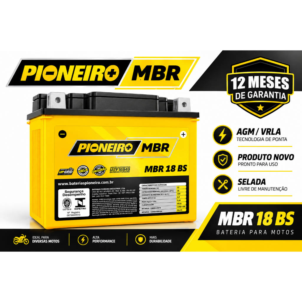 Bateria Pioneiro Quadriciclo E Utv Can Am 18ah ( (ytx20l-bs