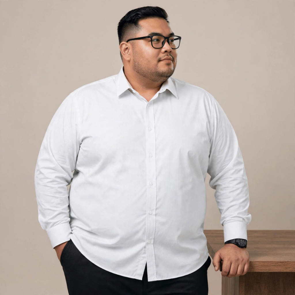 Camisa Masculina Plus Size Manga Longa com Elastano G1 ao G18 – Confortável, Estilosa e Versátil