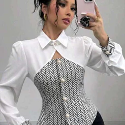 Camisa Social Feminina Acinturada - Manga Longa com Botões Funcionais - Moda Social