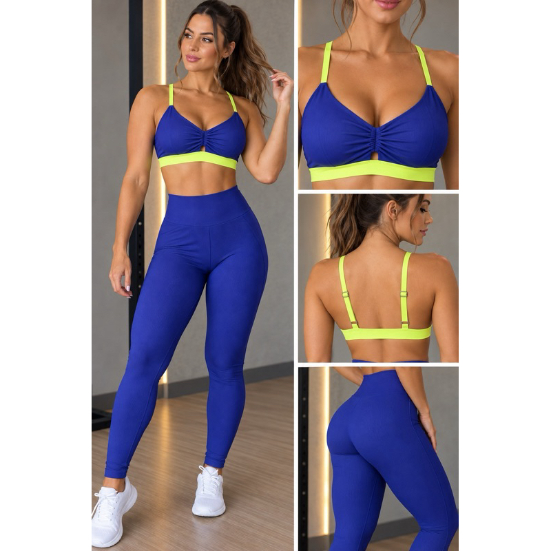 Conjunto Fitness Feminino Compressão – Calça + Top Academia