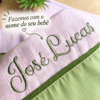 Fralda de Boca e de Ombro Personalizada com nome Bordado | Presente Bebê | Enxoval Recém Nascido 100% Algodão