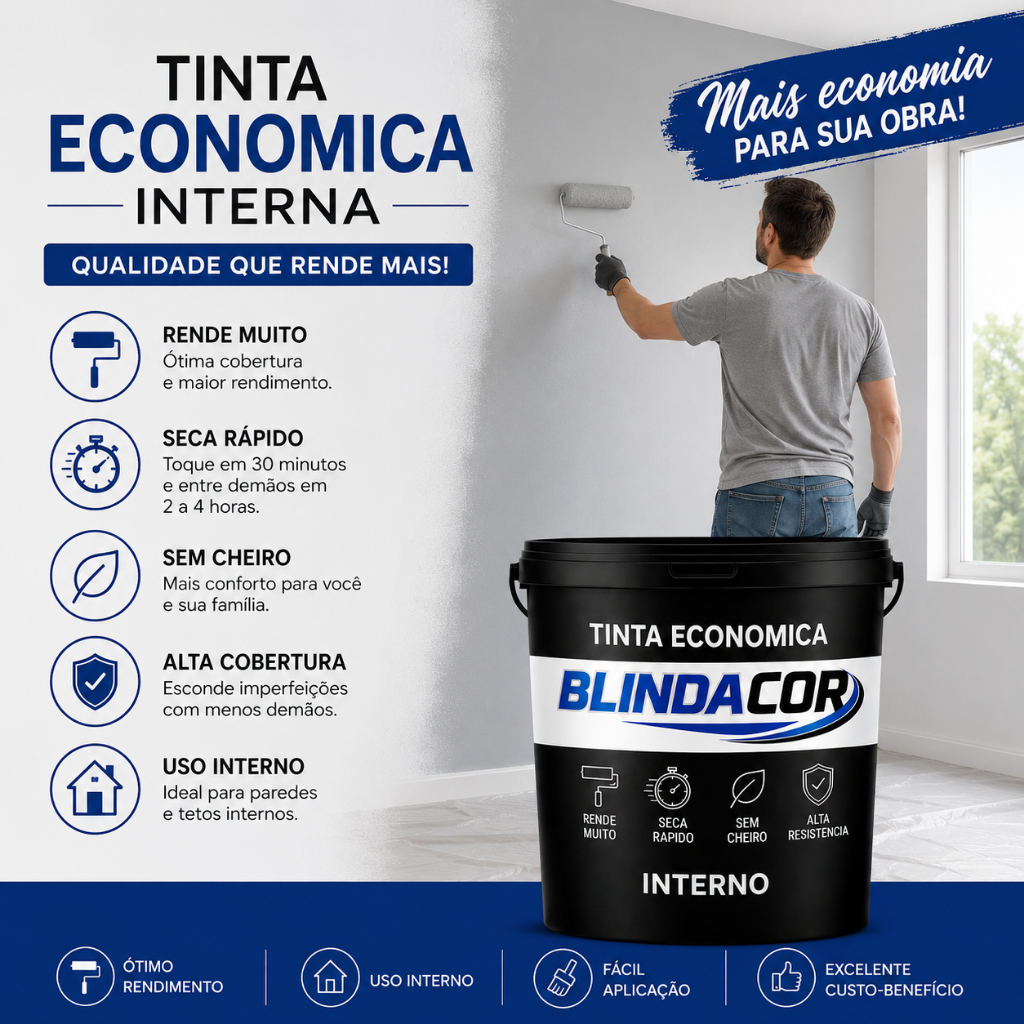 Tinta Econômica  Interna 10kg 14kg 18kg  BlindaCor Anti mofo Sem Cheiro Alto Rendimento e Cobertura