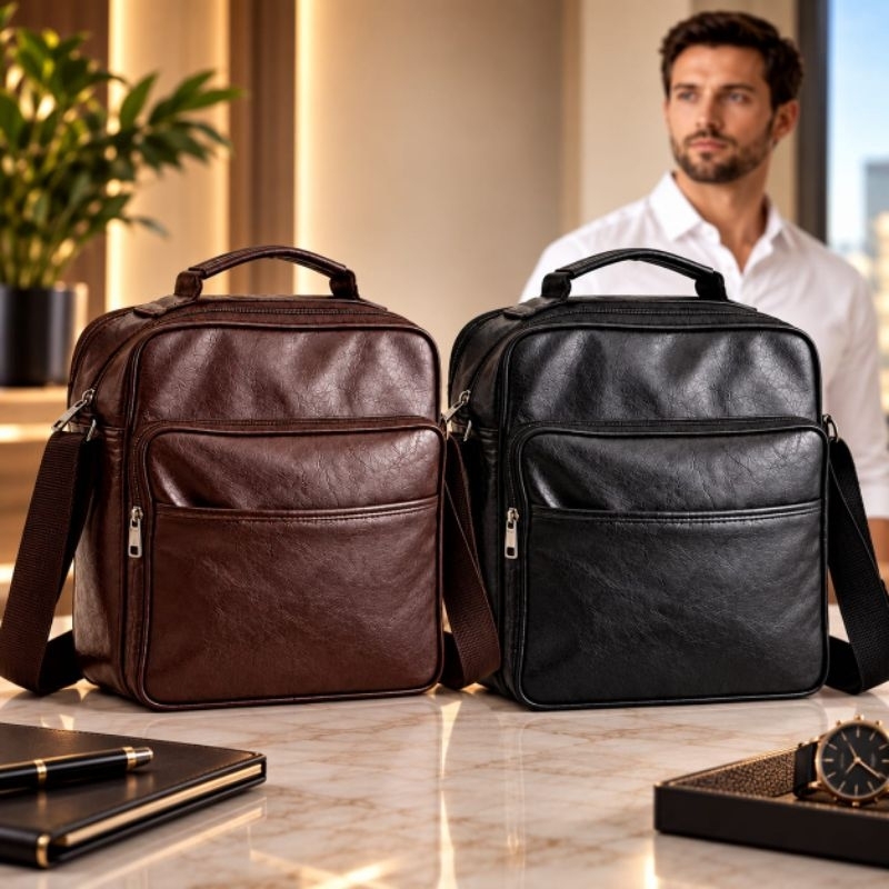Pasta Executiva Masculina Couro Sintético Premium Bolsa Tiracolo Trabalho