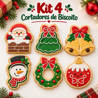 KIT 6 CORTADORES DE BISCOITO 3D – TEMA NATAL