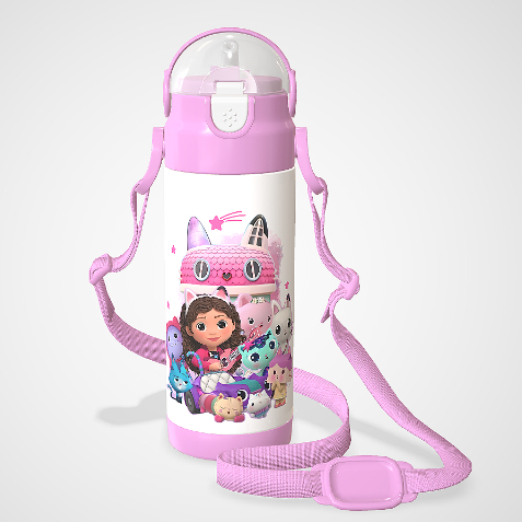 Garrafa Térmica de Inox Infantil A Casa Mágica Da Gabby com Nome PersonalizadoGarrafInha Térmica Personalizada