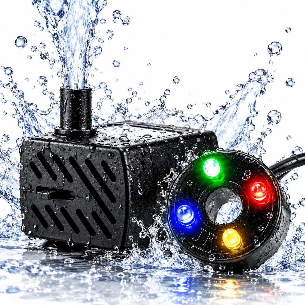 Bomba Submersa com LED 200L/h Bivolt para Aquários Fontes Cascatas Chafarizes Silenciosa Vazão Regulável