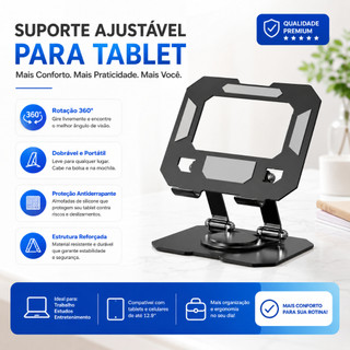 360° Tablet Table Stand Adjustable and Foldable Base Ergonomic Support