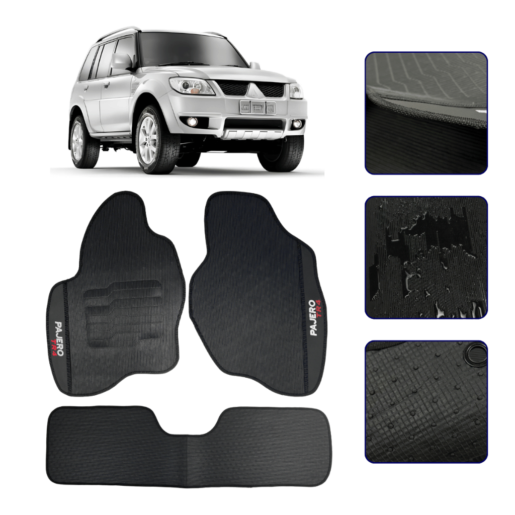 Jogo de Tapete Emborrachado para Pajero TR4 2002 a 2015 Kit Automotivo