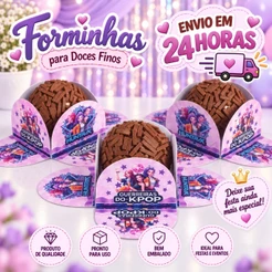 GUERREIRAS DO KPOP, Forminhas Personalizadas 4 Pétalas Nº 6 para Doces Docinhos Brigadeiro Festa Aniversário