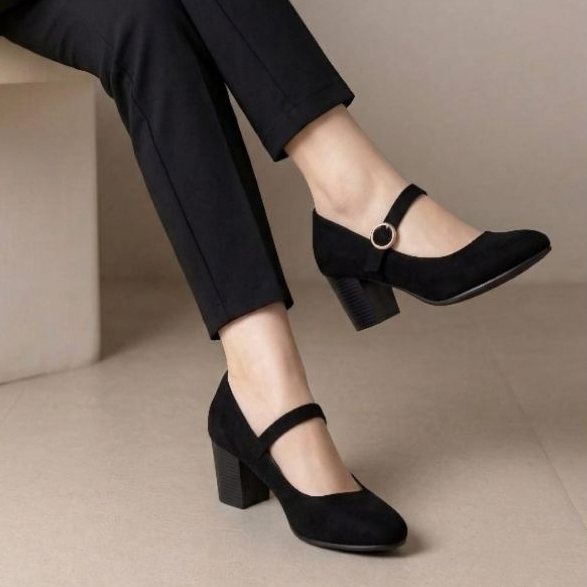 Sapato Feminino Boneca Salto Medio Social Trabalho Igreja Festa Confortavel Elegante JM Shoes