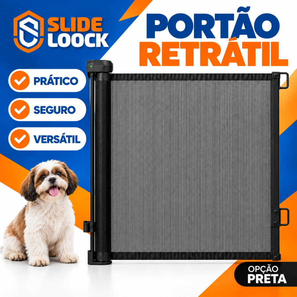 Portão Tela de Segurança Para Bebes Grade de Proteção Cercadinho Retrátil até 140cm Preto e Branco · foto 2