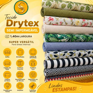 Tecido Semi-Impermeavel Áreas internas e externa (vendas a partir de 50 cm x 1,40 mt larg).Super versátil e resistente.