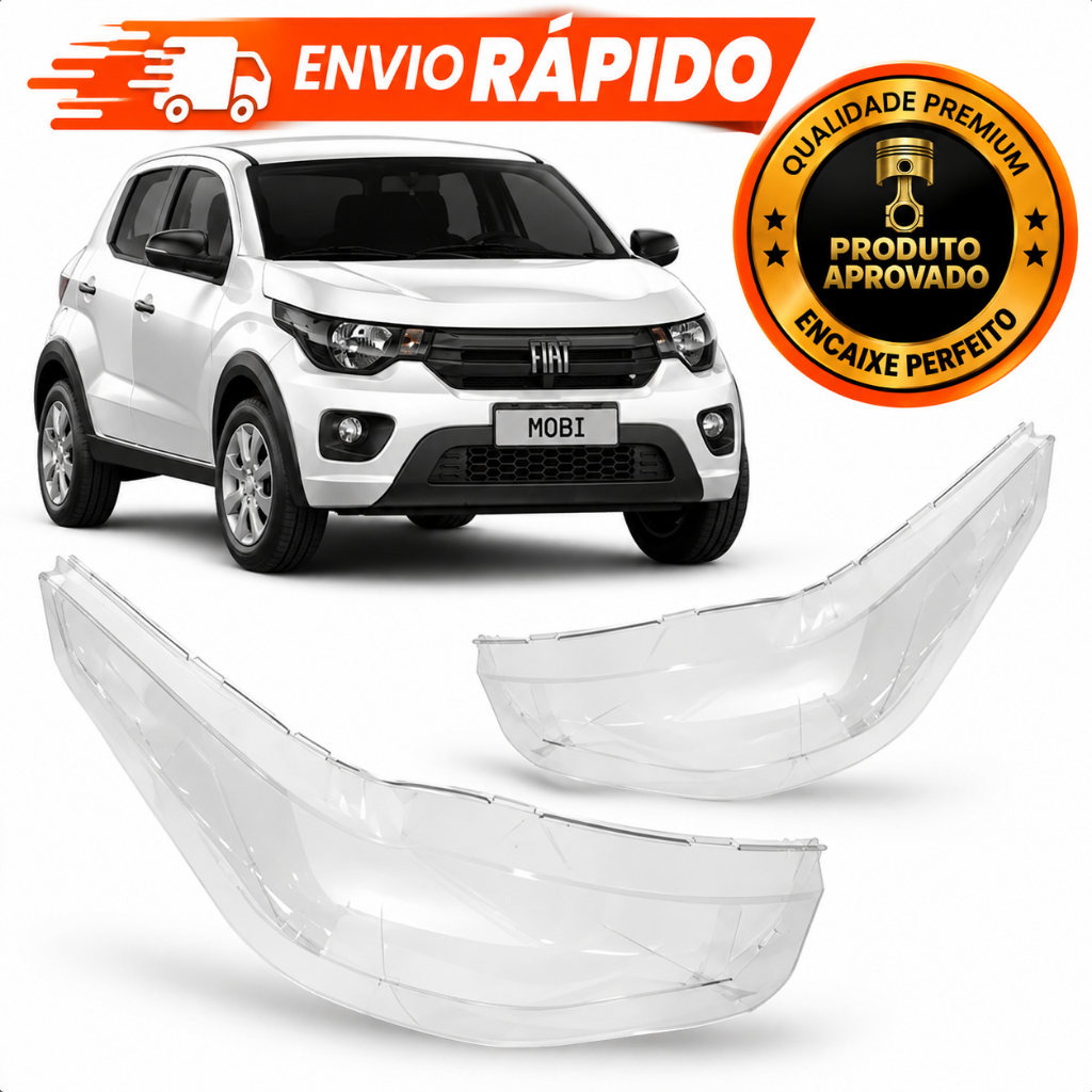 Lente Farol Fiat Mobi 2016 2017 2018 2019 2020 2021 2022 2023 2024 2025 Não Amarela