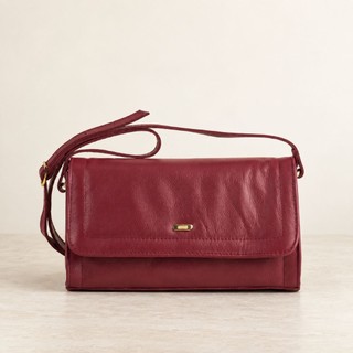 Bolsa Feminina Média Couro Legítimo Macio Botão Magnético Alça Tiracolo Regulável por Fivela