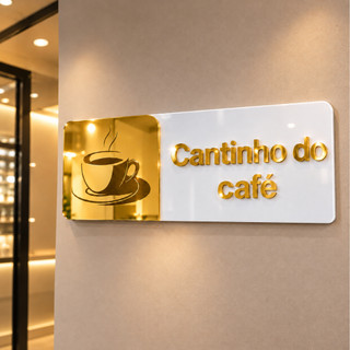 Cantinho Do Café Acrílico Placa Decorativa Sinalização Escritório Cozinha Identificação Recepção