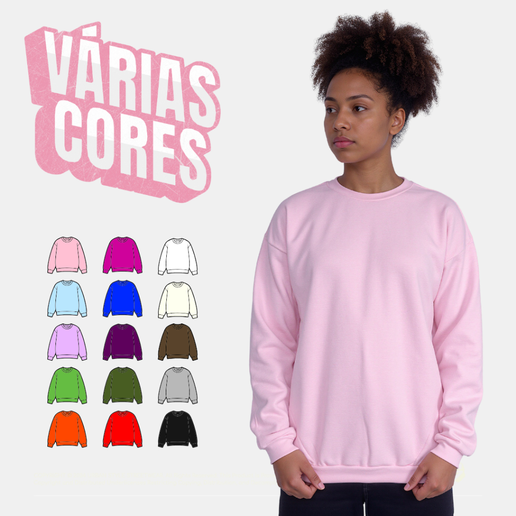 Blusa Moletom de Frio Feminina Lisa Gola Careca Flanelada Diversas Cores Envio Rápido