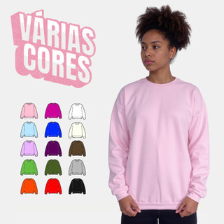 Blusa Moletom de Frio Feminina Lisa Gola Careca Flanelada Diversas Cores Envio Rápido