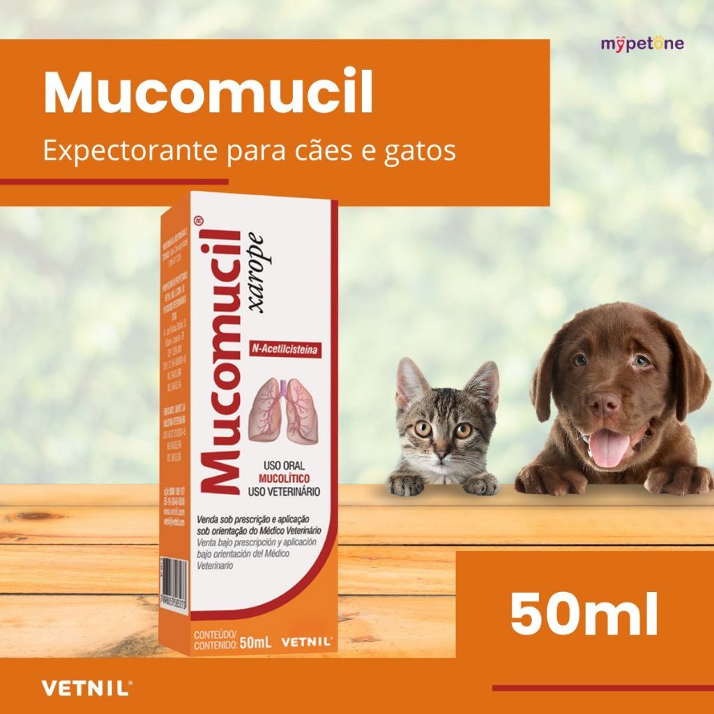 Mucomucil Xarope 50ml Caes E Gatos Expectorante para Respiração - Vetnil